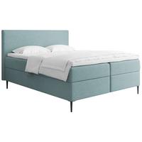 BOXBETT Alba Rise mit Bettkasten, Türkis Chenille 180x200 cm – inkl. H4 Taschenfederkern Matratze & Foam Topper - Türkis/Schwarz, Holz/Textil (180/200cm) - WFL GROUP