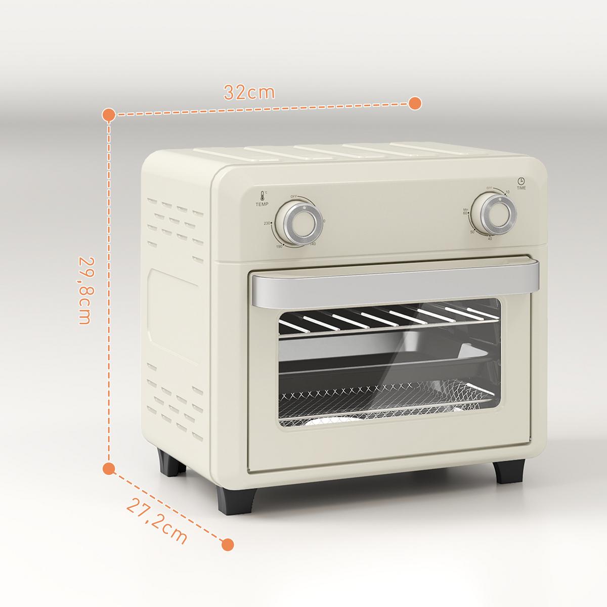 MINIBACKOFEN Edelstahl Gehärtetes Glas Cremeweiß - Creme, Metall (32/27.2/29.8cm) - HOMCOM
