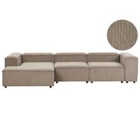 ECKSOFA Modul 4-Sitzer rechtsseitig Hellbraun Cord Ardal - Hellbraun/Schwarz, Textil (326/180cm) - Beliani