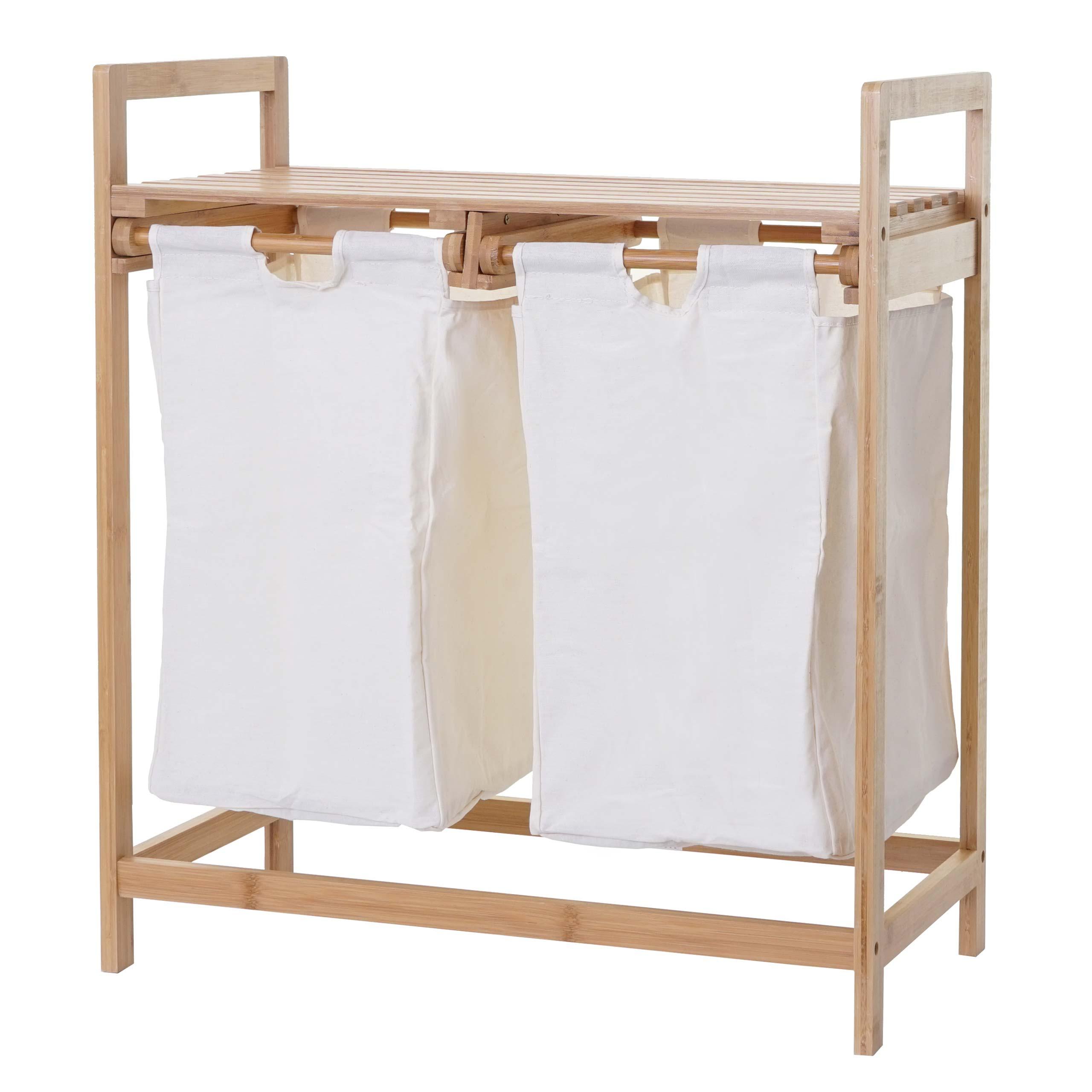 WÄSCHESAMMLER Braun, Weiß - Braun/Weiß, Holz (64/74/33cm) - MCW