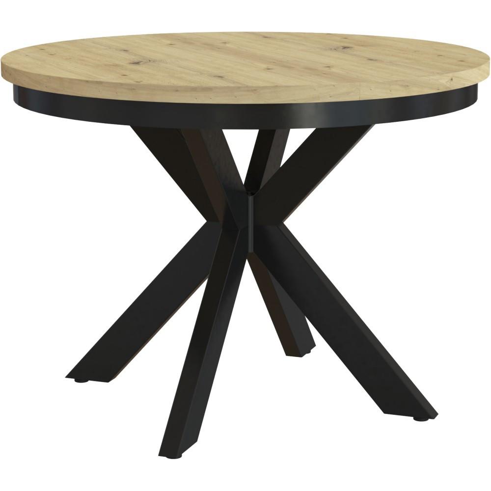 ESSTISCH Bilbao, Runder, mit Metallbeinen, eiche Artisan+Schwarz - Schwarz/Eiche Artisan, Holzwerkstoff/Metall (100/100/77cm) - Beautysofa