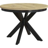 ESSTISCH Bilbao, Runder, mit Metallbeinen, eiche Artisan+Schwarz - Schwarz/Eiche Artisan, Holzwerkstoff/Metall (100/100/77cm) - Beautysofa