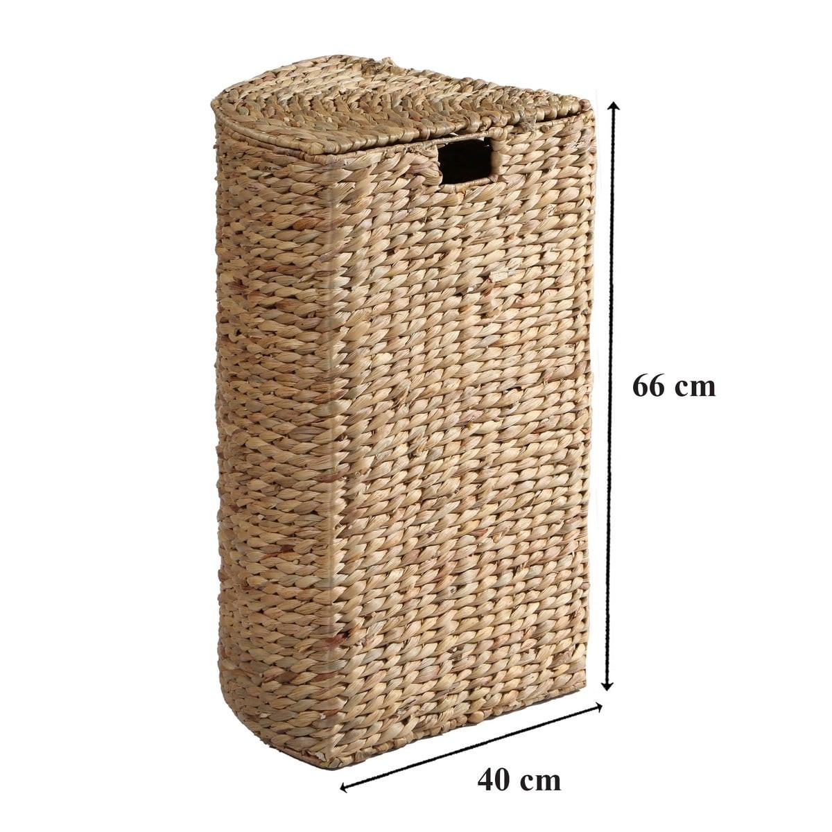 ECK-WÄSCHEKORB aus Wasserhyazinthe - H66 cm - Eschefarben, Naturmaterialien (40/65/52cm) - Calicosy
