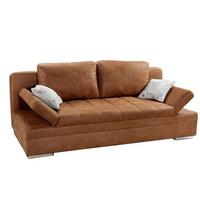 SCHLAFSOFA mit Bettkasten, Wellenfederung, Armlehnen verstellbar B200/T100/H84 cm, Liegefl.148x200 cm, Antikleder-Optik Mikrofaser Braun Curry / 15117 - Hellbraun/Chromfarben, Textil/Metall (200/84/100cm) - luma-home