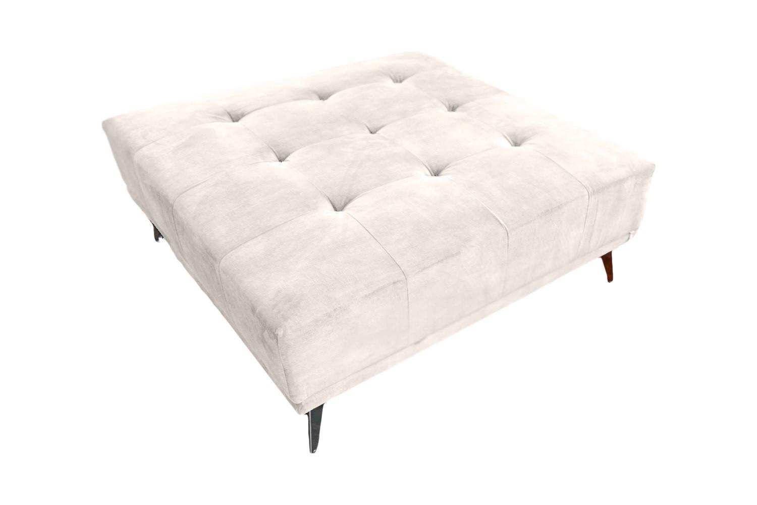 HOCKER WIOLO Cremeweiß Velvet - Silberfarben/Creme, Textil/Metall (110/42/110cm) - KAWOLA