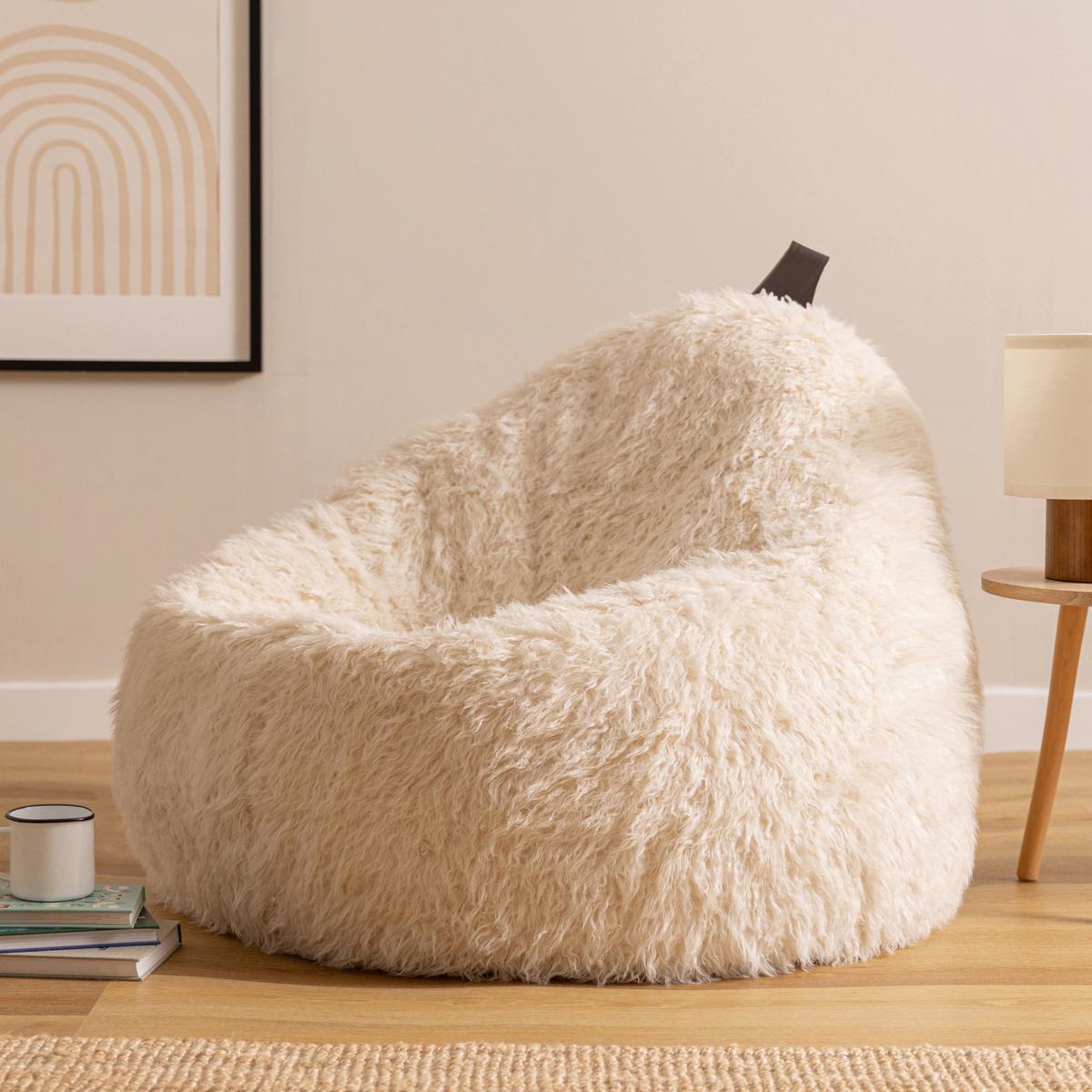 SITZSACK Sessel Kokon aus Kunstfell - Creme, Kunststoff (87/73/87cm) - icon
