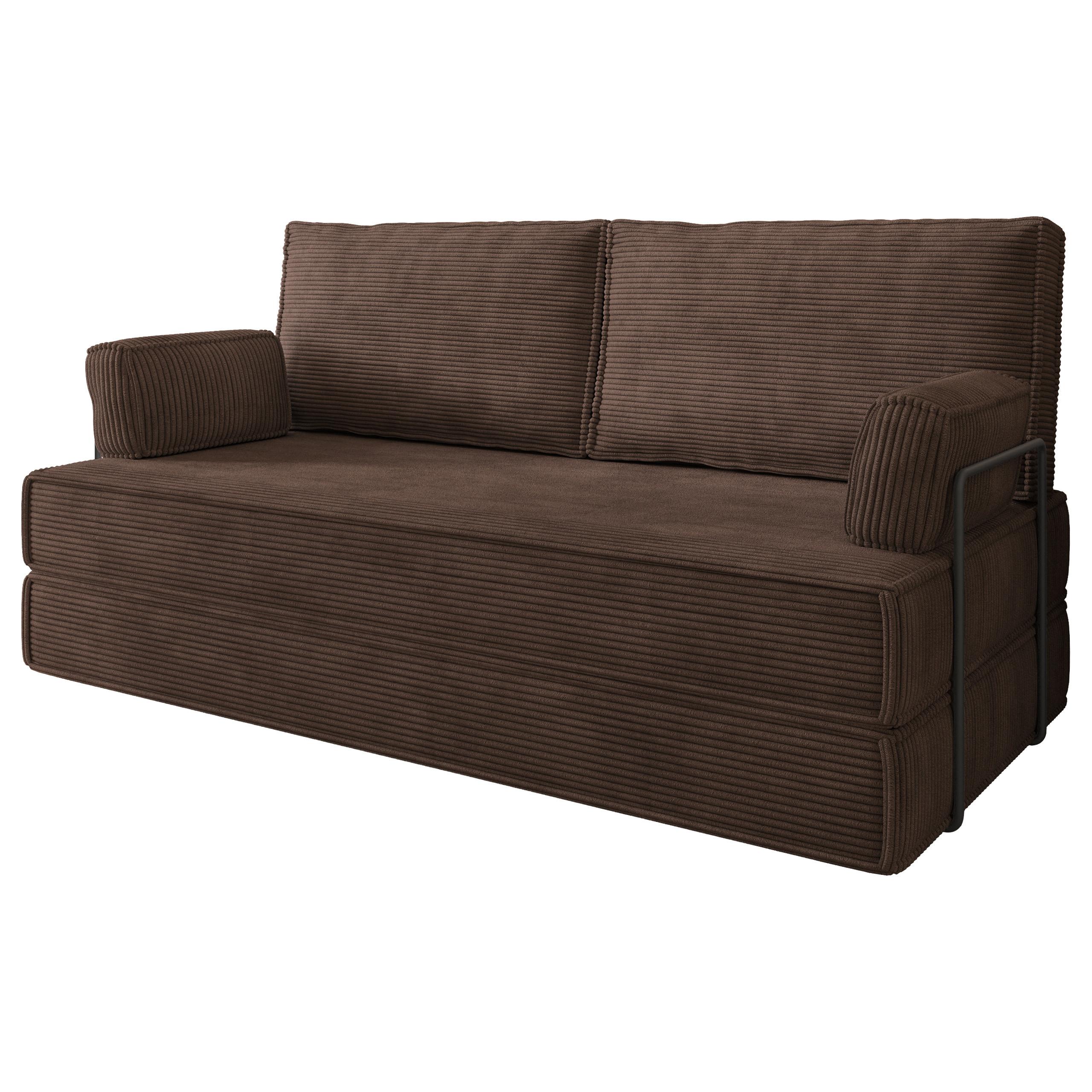 BETTSOFA SILAR aus Schaumstoff Kordstoff Braun Schlaffunktion - Braun, Textil (170/86/80cm) - MASSENO