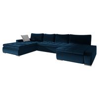 WOHNLANDSCHAFT Caro - Silberfarben/Dunkelblau, Holz/Textil (394/80/213cm) - MIRJAN24
