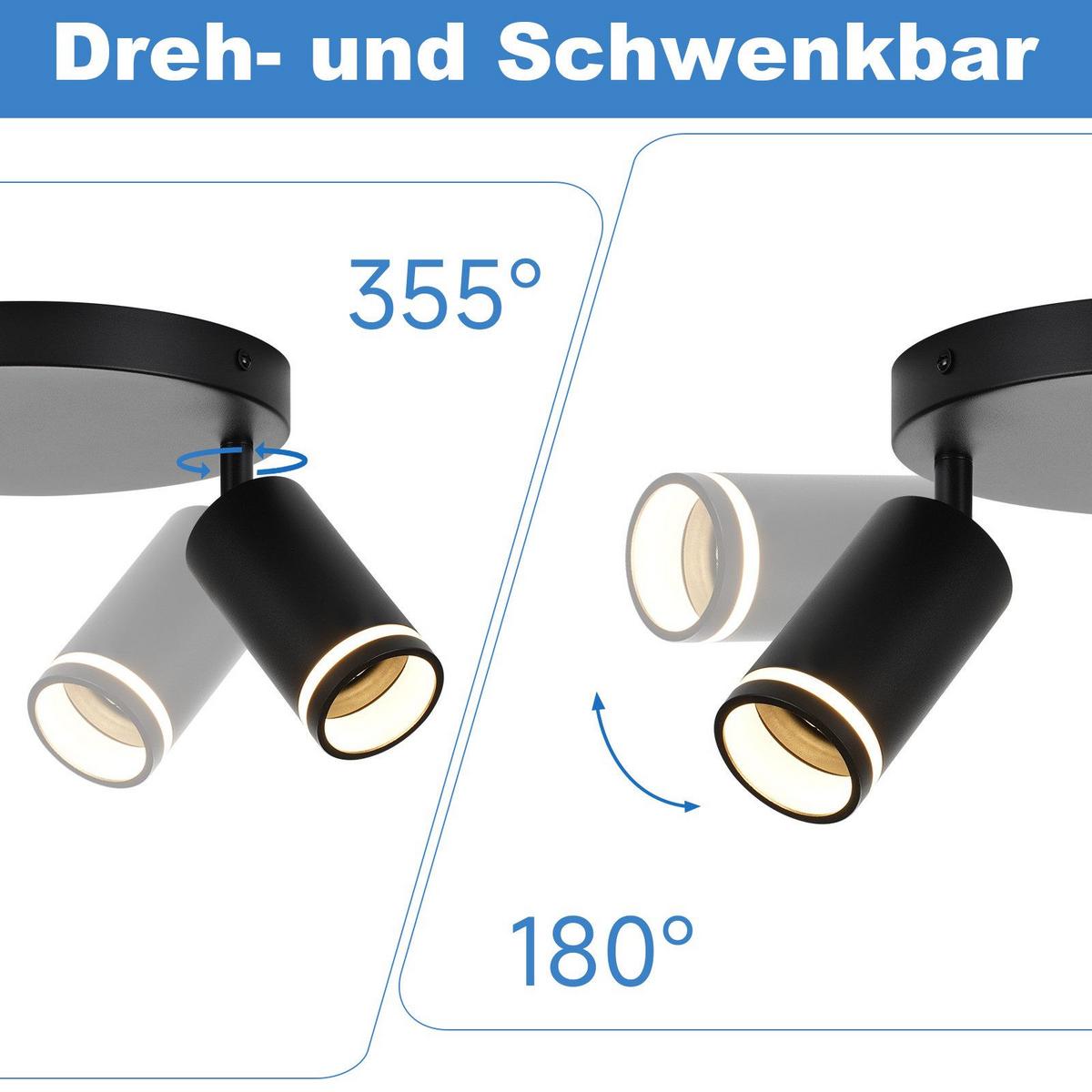 DECKENSTRAHLER Heilbronn 2-flammig 20/20/17 cm - Schwarz, Metall (20/20/17cm) - Nettlife