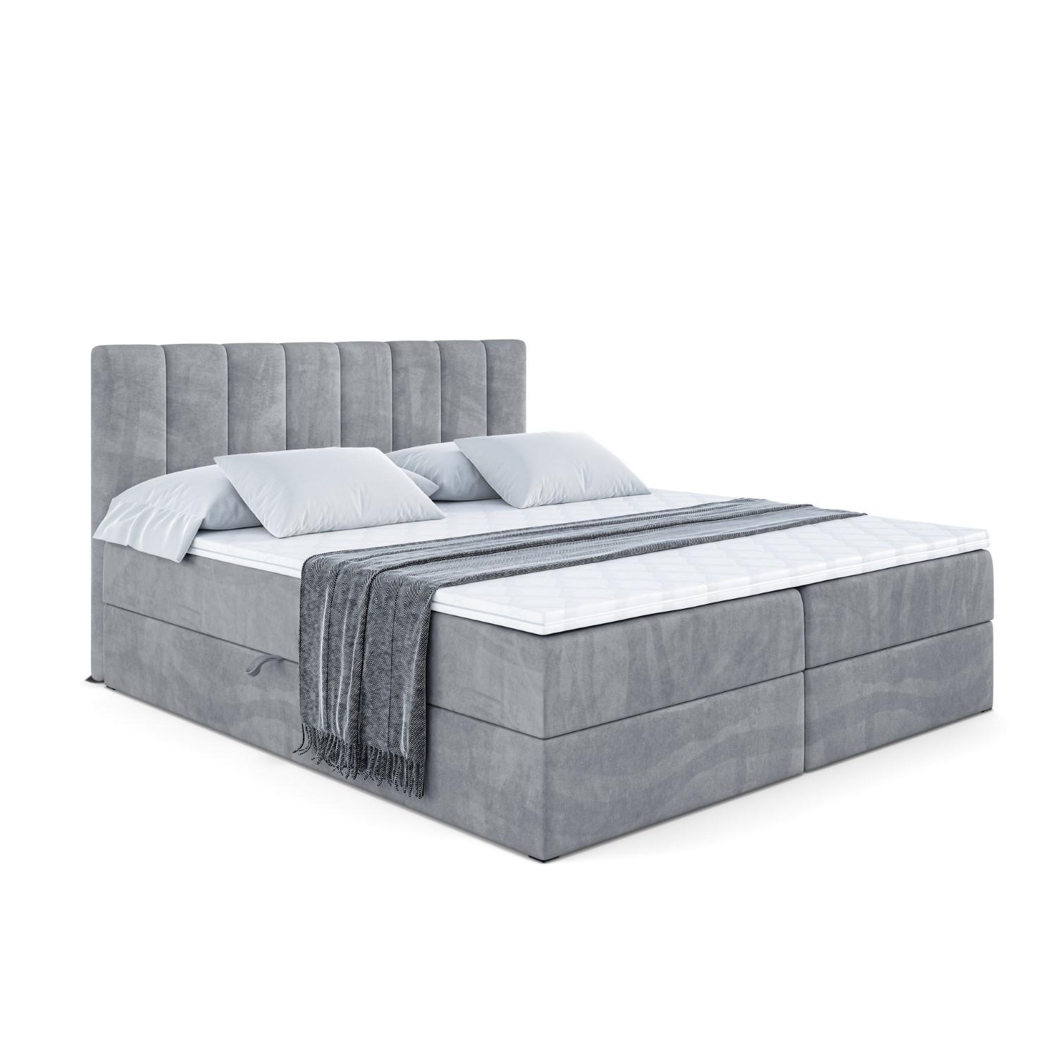 BOXBETT mit Matratze H4 und Lattenrost - OTTA - 180x200 cm - H4 - Grau - Grau, Holzwerkstoff (180/200cm) - ALTDECOR