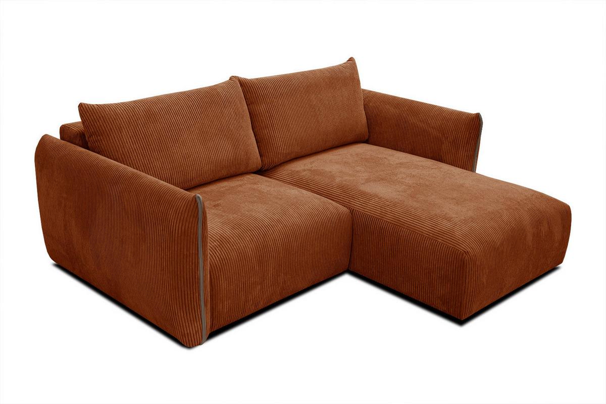 ECKSOFA TAUER 3-Sitzer, orange - Schwarz/Orange, Holzwerkstoff/Kunststoff (206/173cm) - Wozimo