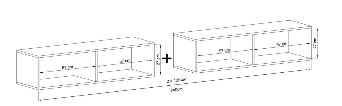TV-LOWBOARD 2-er Set Enjoy Kaschmir Matt 120 cm - Kaschmir, Holzwerkstoff (240/30/35cm) - Meble Lindner
