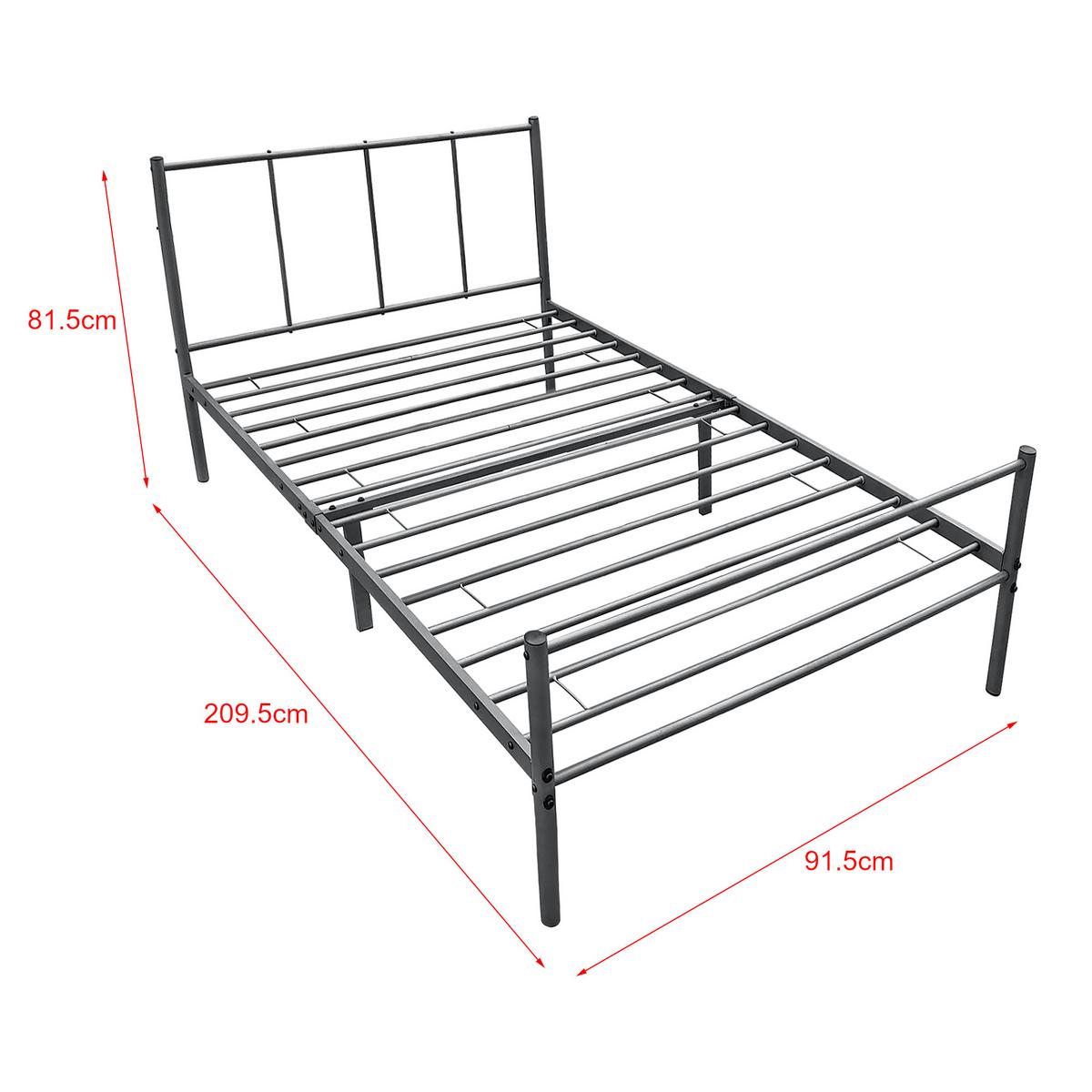 METALLBETT Laos mit Matratze - Dunkelgrau, Textil/Metall (90/200cm) - [en.casa]