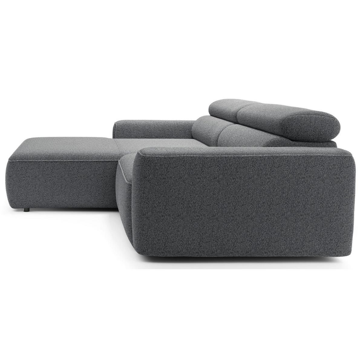 ECKSOFA Fando mit Schlaffunktion, L-Form, 4-Sitzer 252 cm, links Flechtstoff Grau - Schwarz/Grau, Holz/Kunststoff (252/182cm) - Selsey