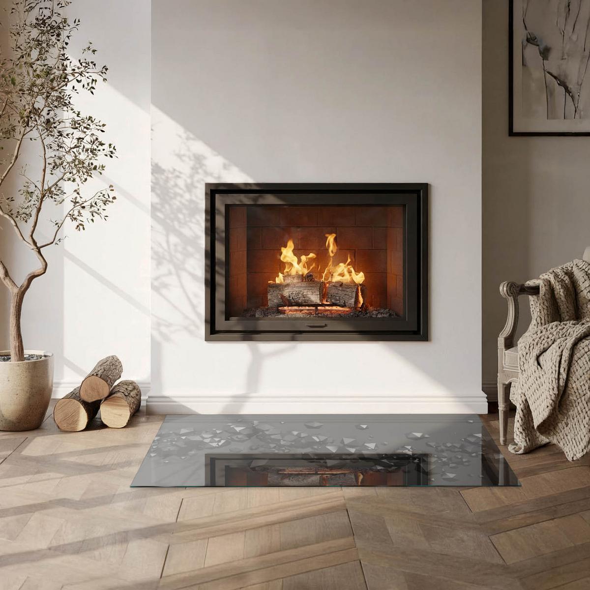 GLASPLATTE für Kamin 100x50 cm - Schwarz, Glas (100/50/0.4cm) - TULUP
