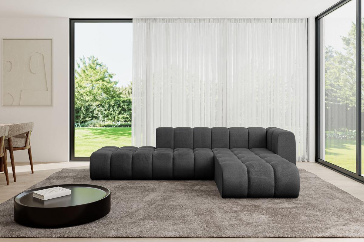 ECKSOFA modulares Sofa Zuvon-L1 - 296x177x70 cm Schwarz - Schwarz, Holzwerkstoff/Textil (296/177cm) - ALTDECOR