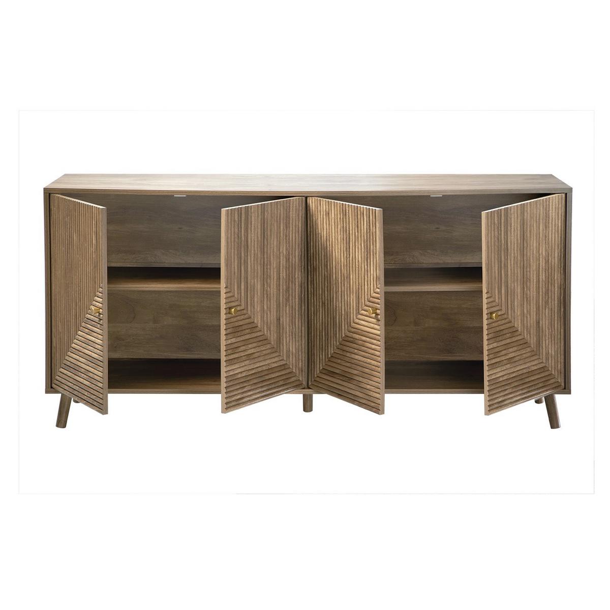 BUFFET mit 4 Türen, laminierten Fronten 39/75/156,5 cm - Eschefarben, Holzwerkstoff (39/75/45cm) - Calicosy