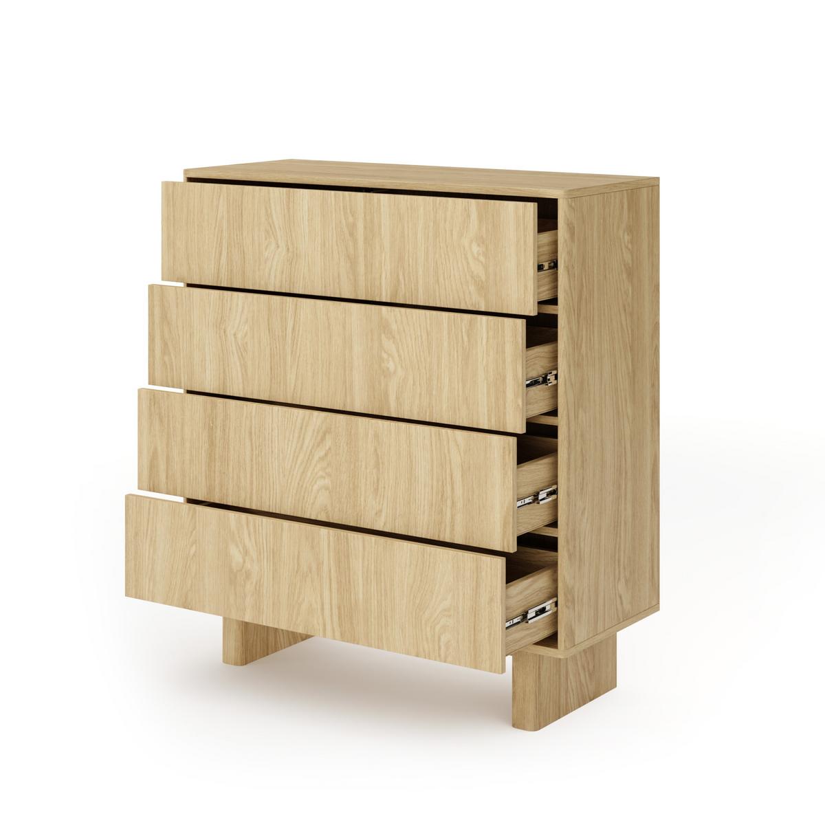 KOMMODE TRAVE 93,5/103,5/38,1cm mit 4 Schubladen Türen Eichefarben - Eichefarben, Holzwerkstoff (93.5/103.5/38.1cm) - MASSENO