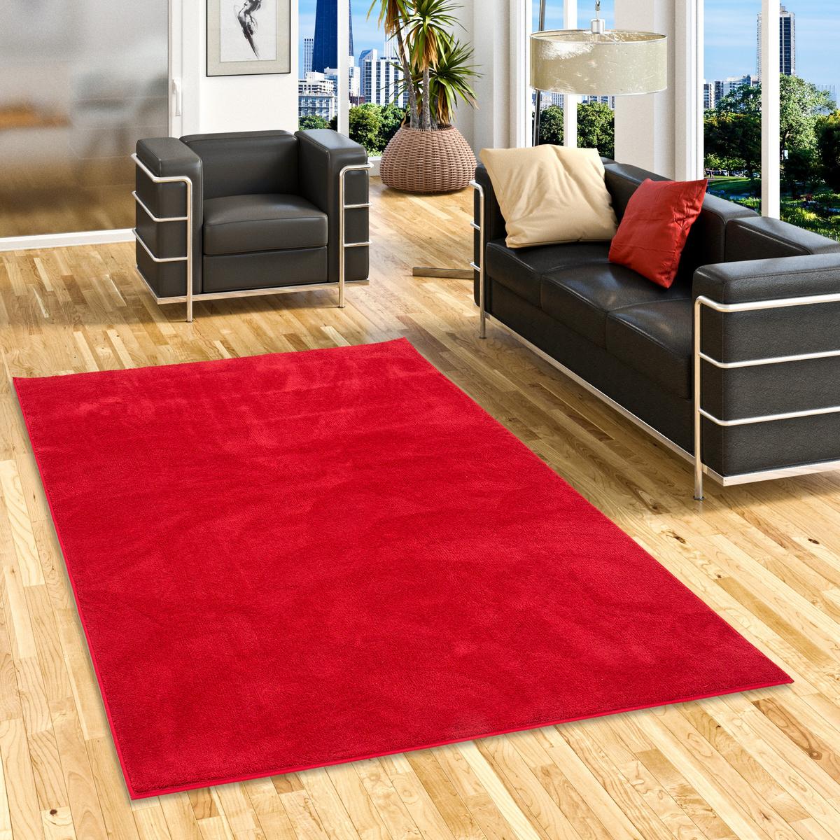 LUXUS SUPER SOFT HOCHFLOR LANGFLOR TEPPICH DELUXE - Rot, Textil (80/200cm) - Snapstyle