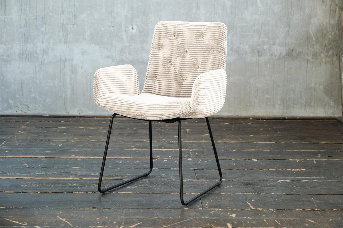 STUHL NEW CHARME Cremeweiß Cord (1er-Set) - Creme, Textil (59/87/66cm) - KAWOLA