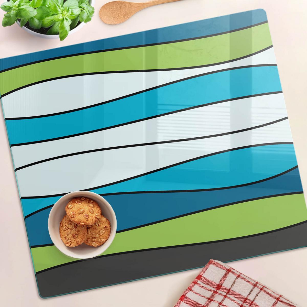 GLASPLATTE 60x52 cm Farbige Streifen - Multicolor, Glas (60/0.4/52cm) - TULUP