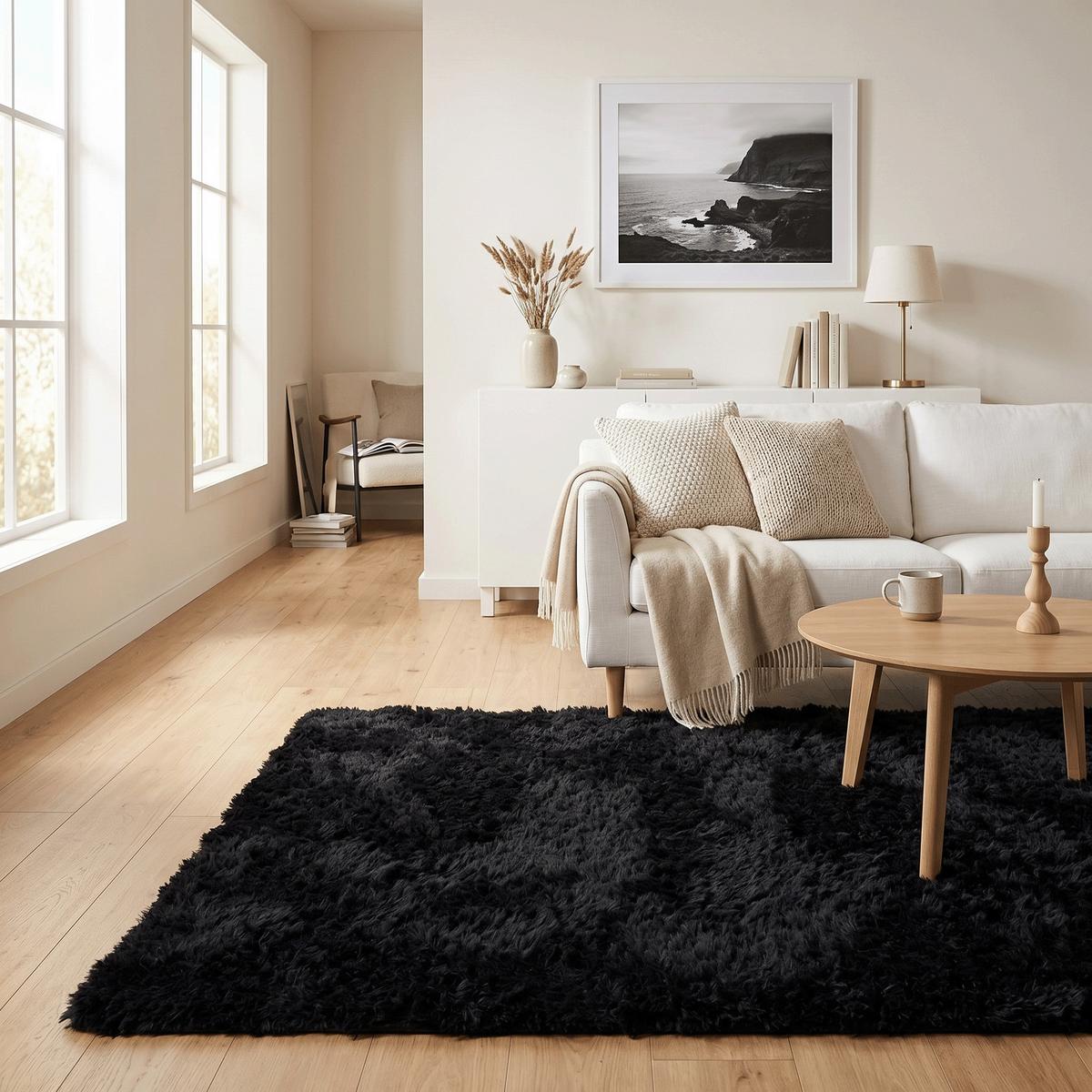 HOCHFLOR SHAGGY TEPPICH FLUFFY - Schwarz, Textil (120/170cm) - Pergamon