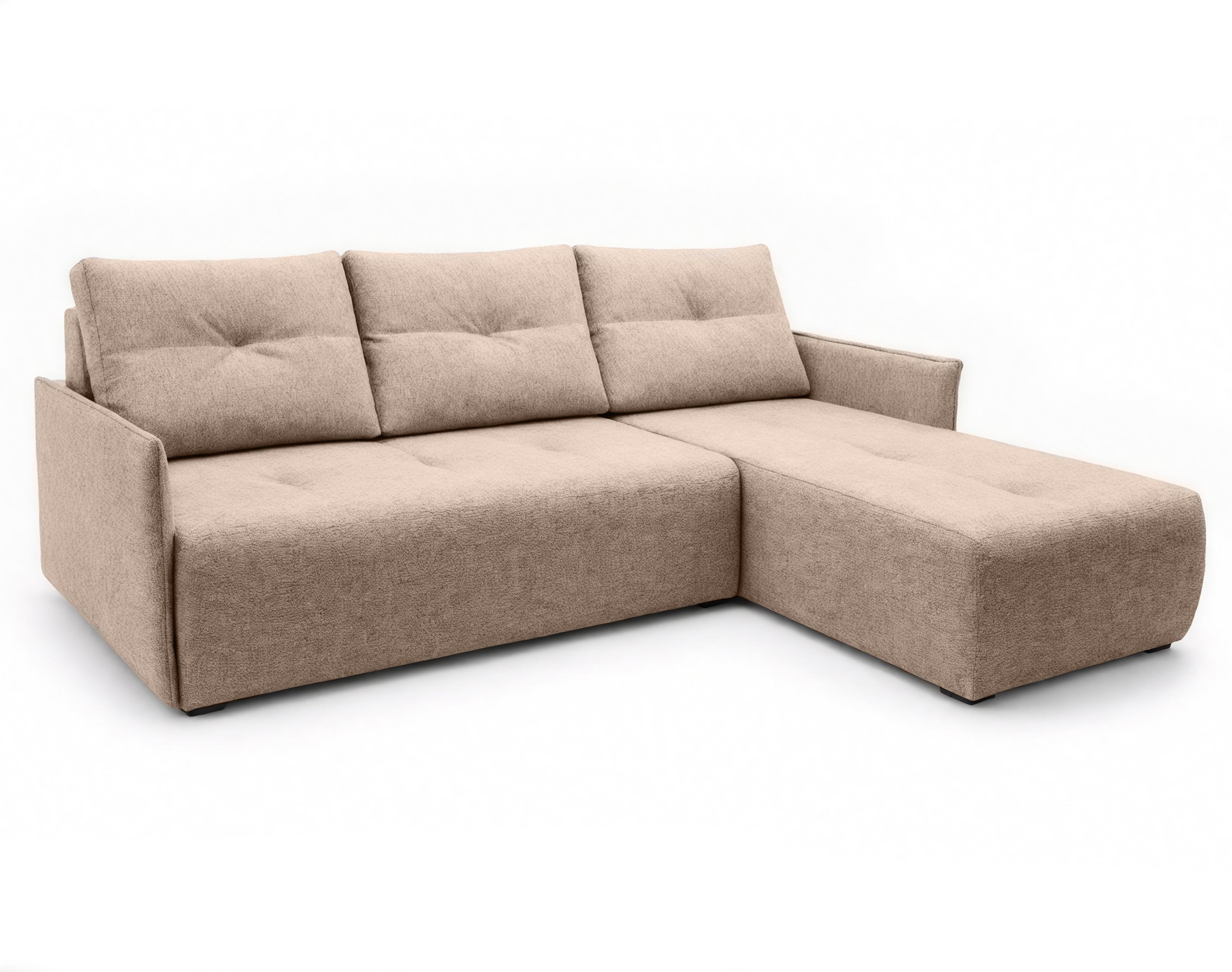 ECKSOFA L Form Damascus Creme 212/143/88 cm Rechts mit Schlaffunktion - Creme/Schwarz, Kunststoff/Textil (212/143cm) - AX Living