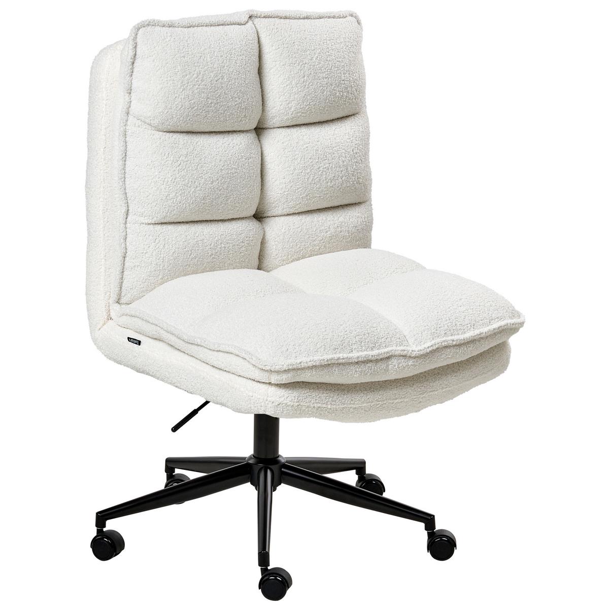BÜROSTUHL Bouclé Weiß Addison - Weiß, Textil (56/98/64cm) - Beliani