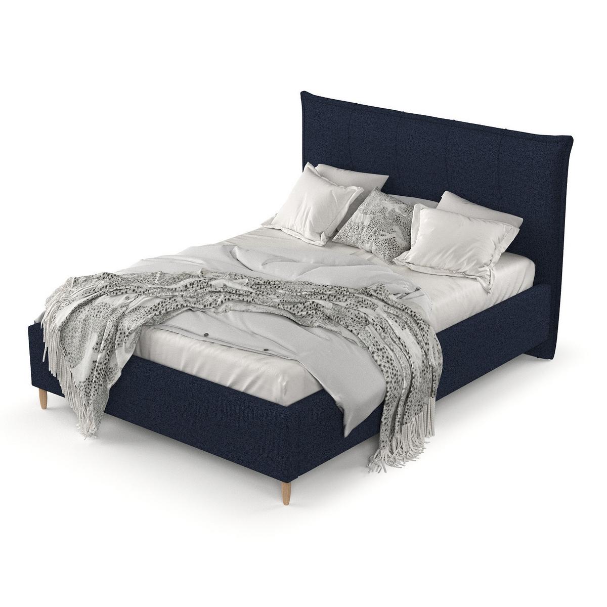 POLSTERBETT Plaza 180/200 cm Marineblau im Riva Stoff - Naturfarben/Dunkelblau, Holz/Holzwerkstoff (180/200cm) - AltaBeds