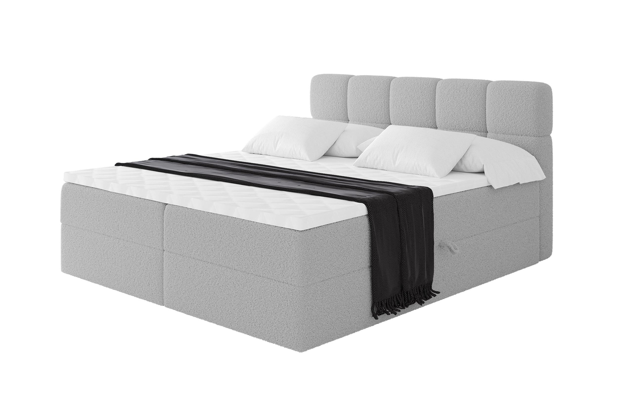 BOXBETT mit Matratze H3 - FAMA - 180x200 cm Hellgrau Quelle - Hellgrau, Holzwerkstoff (180/200cm) - ALTDECOR