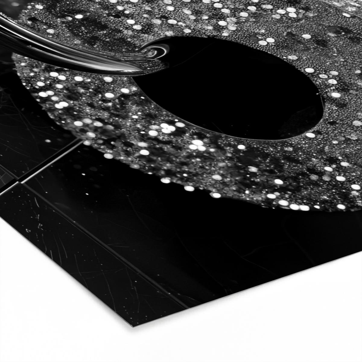 POSTER MIT RAHMEN WC - Toilettenpapier - Schwarz und weiß - Glitter 120x80 cm - Silberfarben, Papier (120/80cm) - MuchoWow
