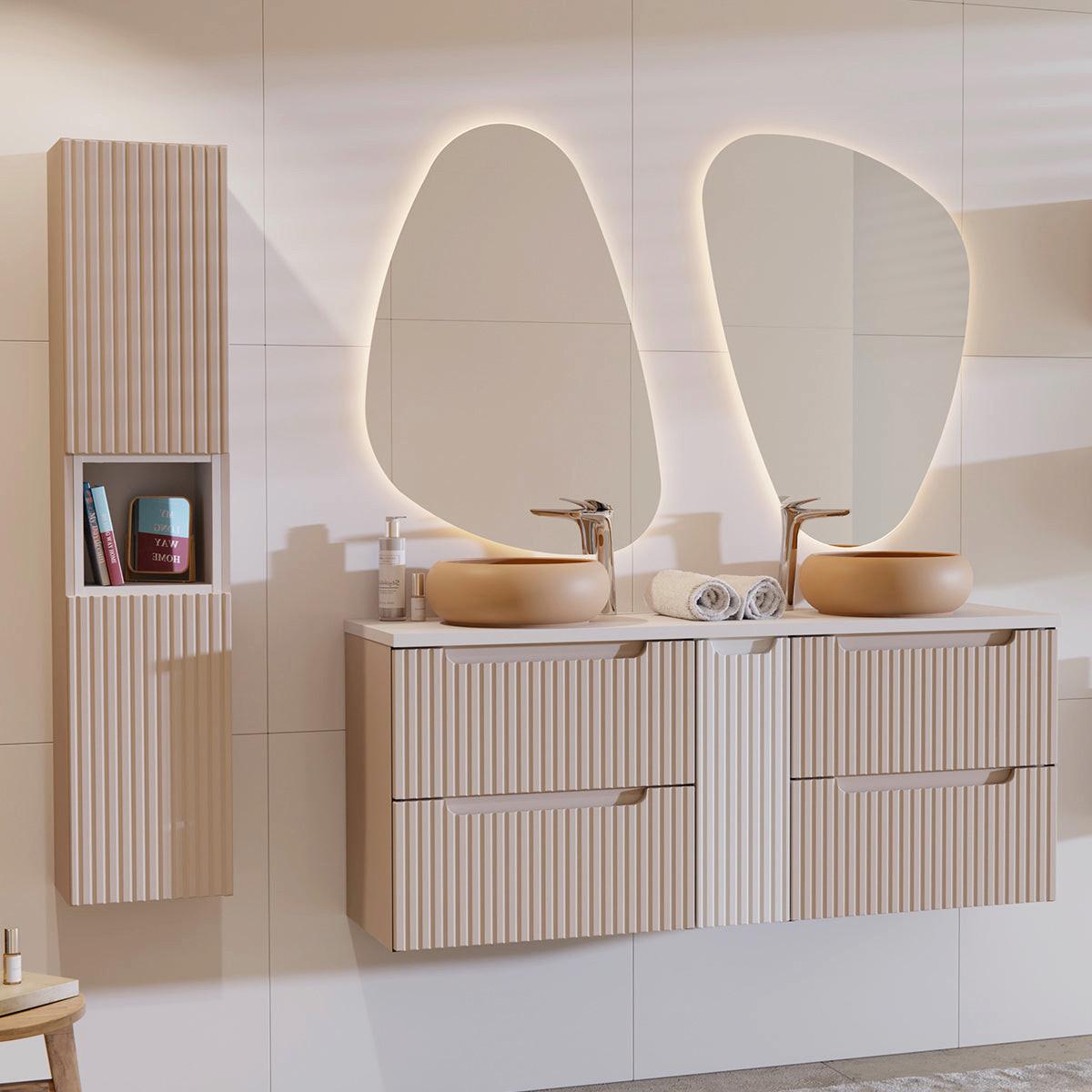 WASCHTISCHUNTERSCHRANK 140.4cm Riva Kaschmir - Beige/Weiß, Holzwerkstoff (140.4/59/40cm) - Petits-meubles