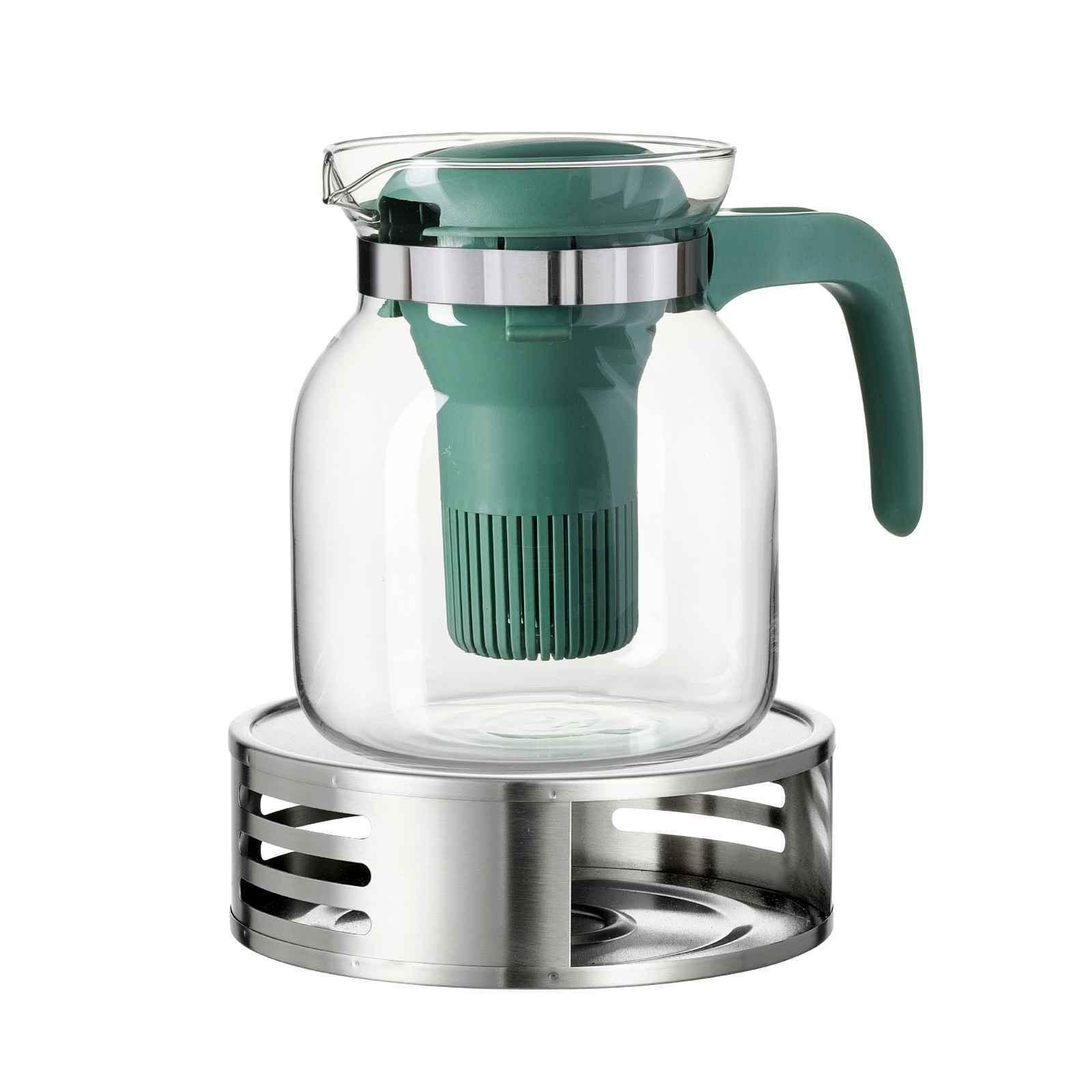 TEEKANNE MIT STÖVCHEN Salvia transparent 1,2 l 2er Set - Transparent, Glas (1.2L) - Ritzenhoff Breker