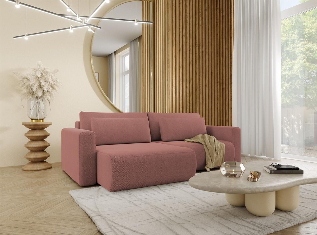 ECKSOFA Chaira Mit Schlaffunktion - Rosa, Holzwerkstoff/Textil (240/149cm) - Fun Möbel