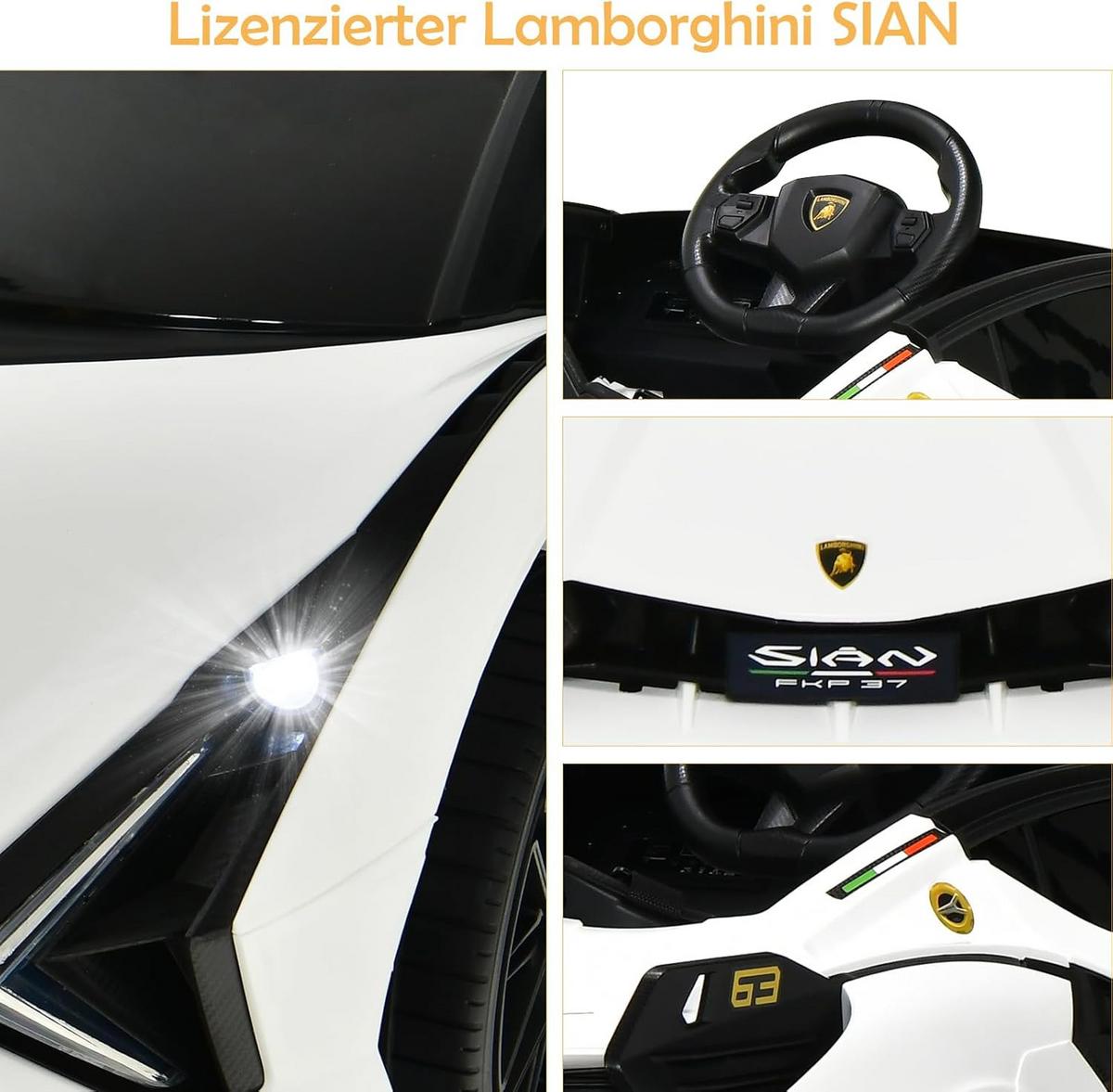 KINDERAUTO Lamborghini 12V Weiß - Weiß, Kunststoff (108/41/64cm) - COSTWAY