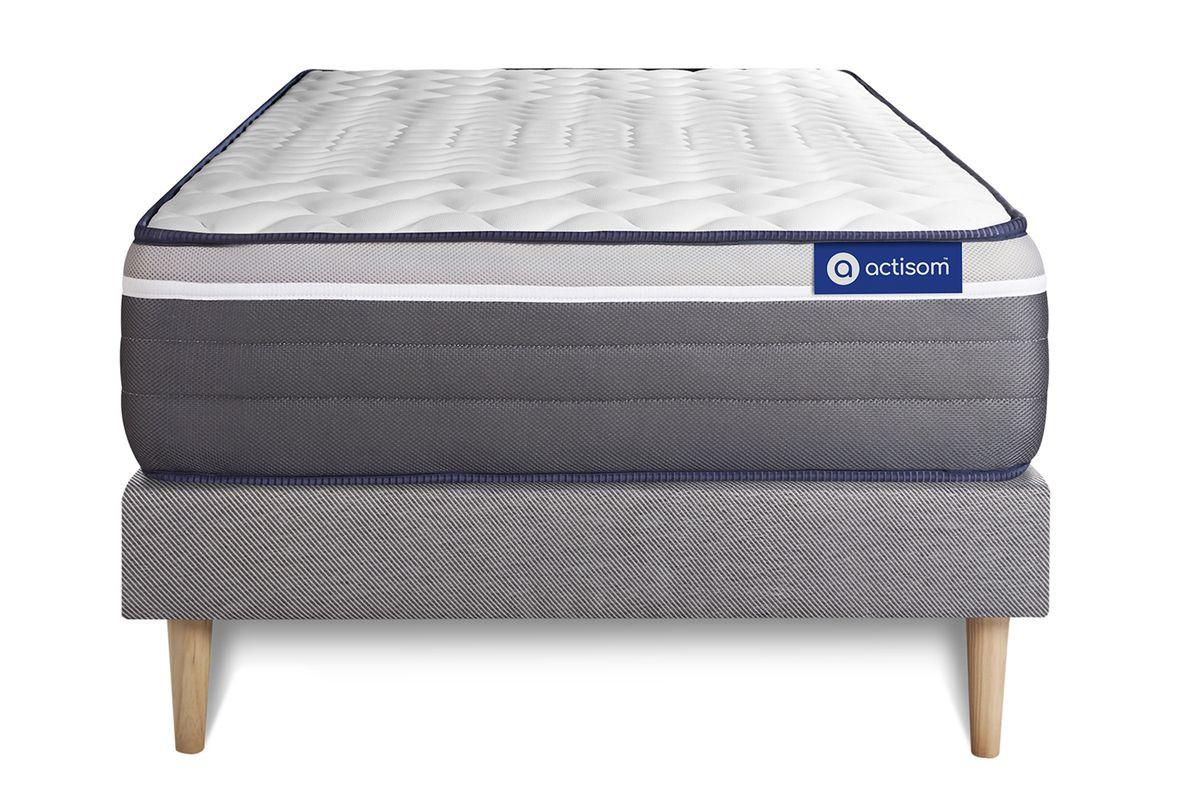 BETT Actimemo plus Memory-Schaum 80 x 200 cm h4 - Kit Bettgestell Grau - Beige/Grau, Karton/Holz (80/200cm) - ACTISOM