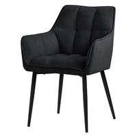 ESSZIMMERSTUHL Schwarz Frotteestoff - Schwarz, Textil/Metall (63/90/57cm) - ML-DESIGN
