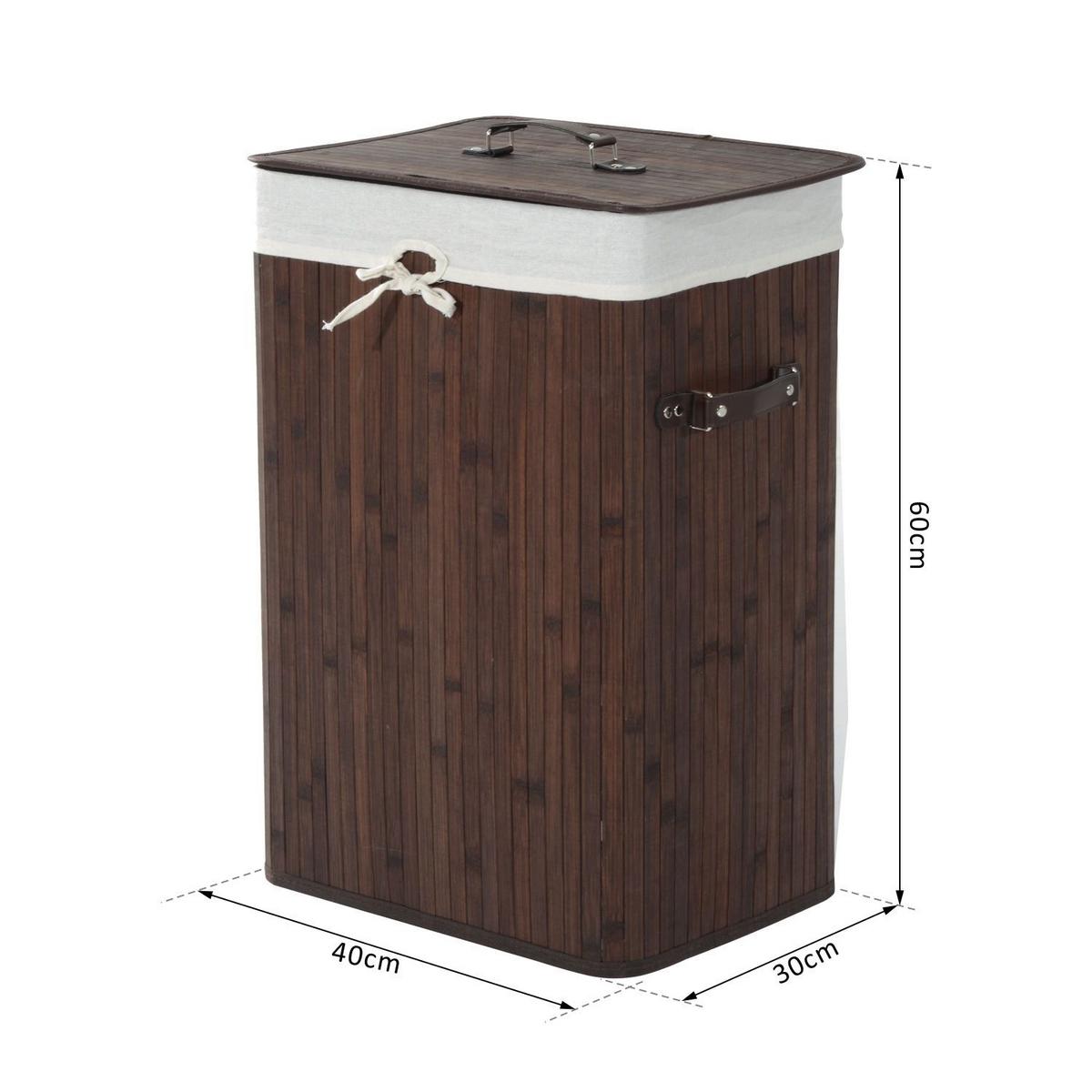 WÄSCHEKORB, Bambus, Dunkelbraun - Dunkelbraun, Naturmaterialien (30/60/40cm) - HOMCOM