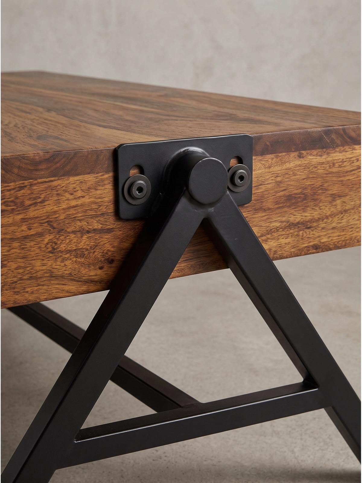 COUCHTISCH SENJA, Dunkles Massivholz, 120 x 60 x 40 cm - Schwarz/Braun, Holz/Metall (60/120/40cm) - KADIMA DESIGN