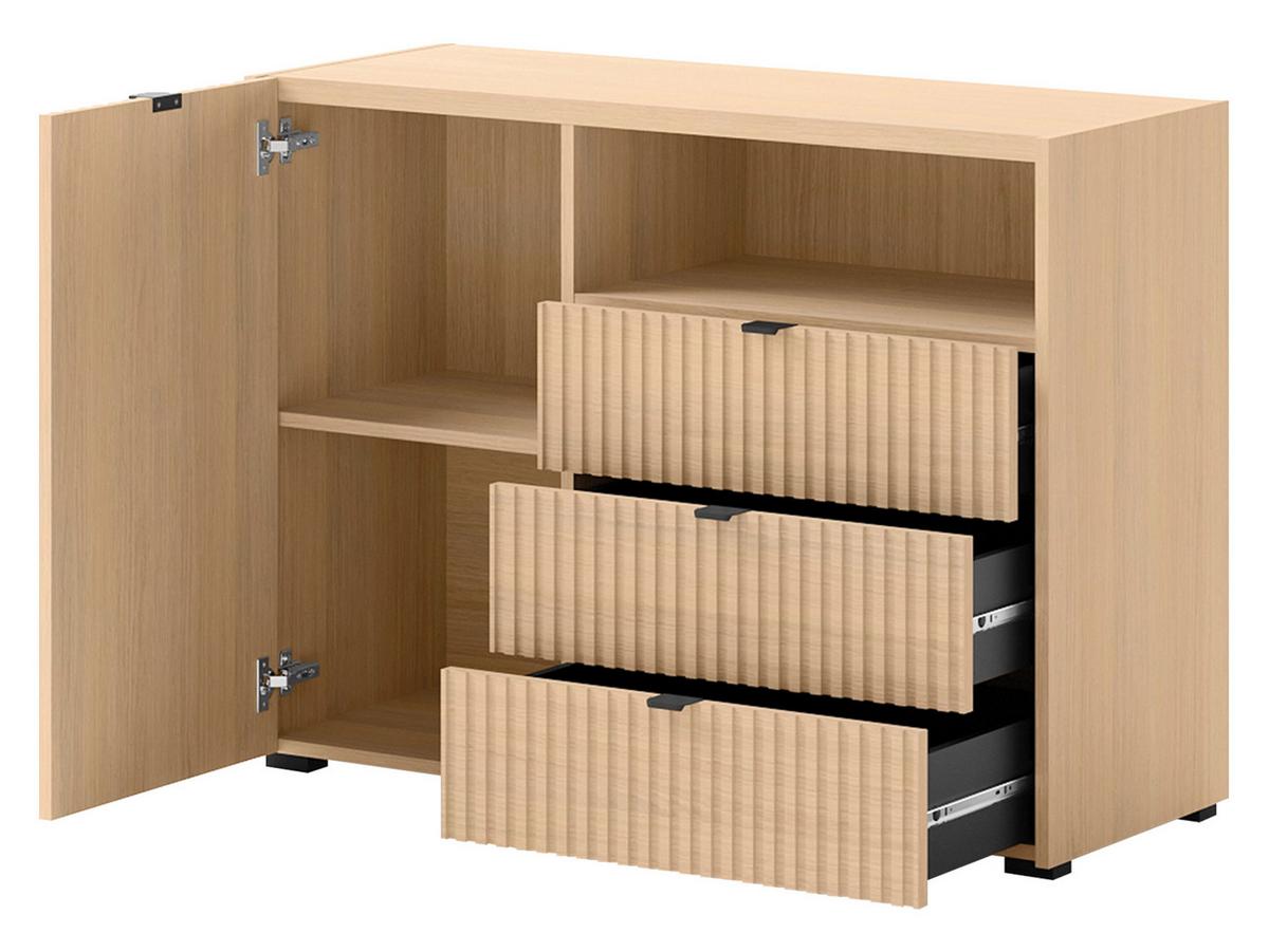 KOMMODE Cyliza 1D3SZ - Eichefarben/Graphitfarben, Holzwerkstoff/Kunststoff (106/80/40cm) - MIRJAN24