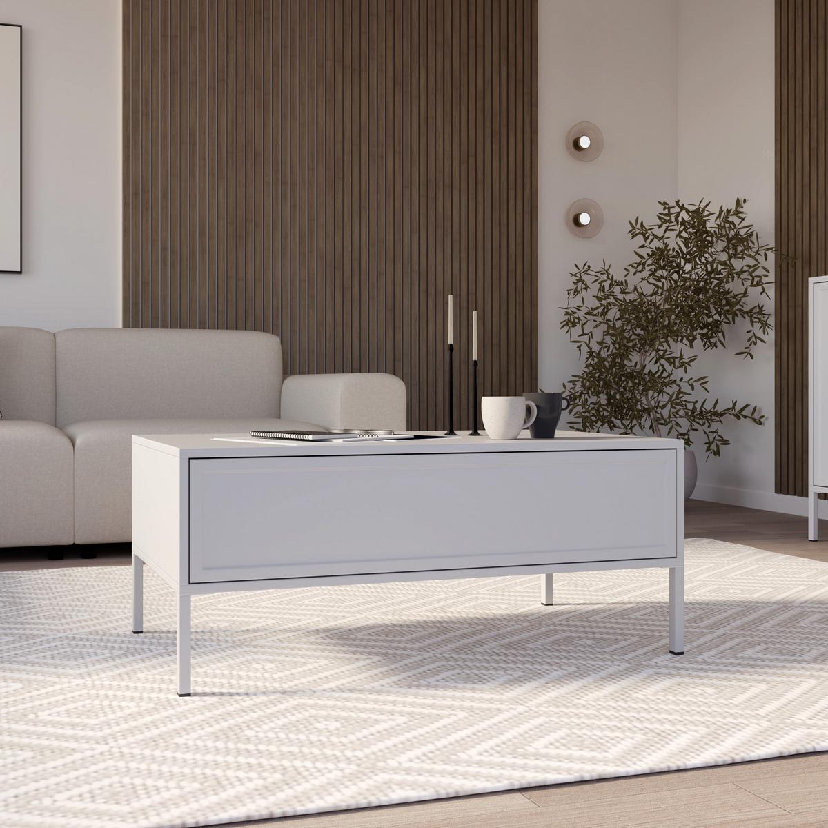 COUCHTISCH Vilavio weiß 100/50 cm - Weiß, Holzwerkstoff/Metall (50/100/40cm) - Selsey