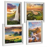 BILDER SET 4er Set - 50x50 cm & 40x60 cm Weißer Rahmen - Italienische Sonnenuntergänge - Weiß, Kunststoff (50/50cm) - TULUP