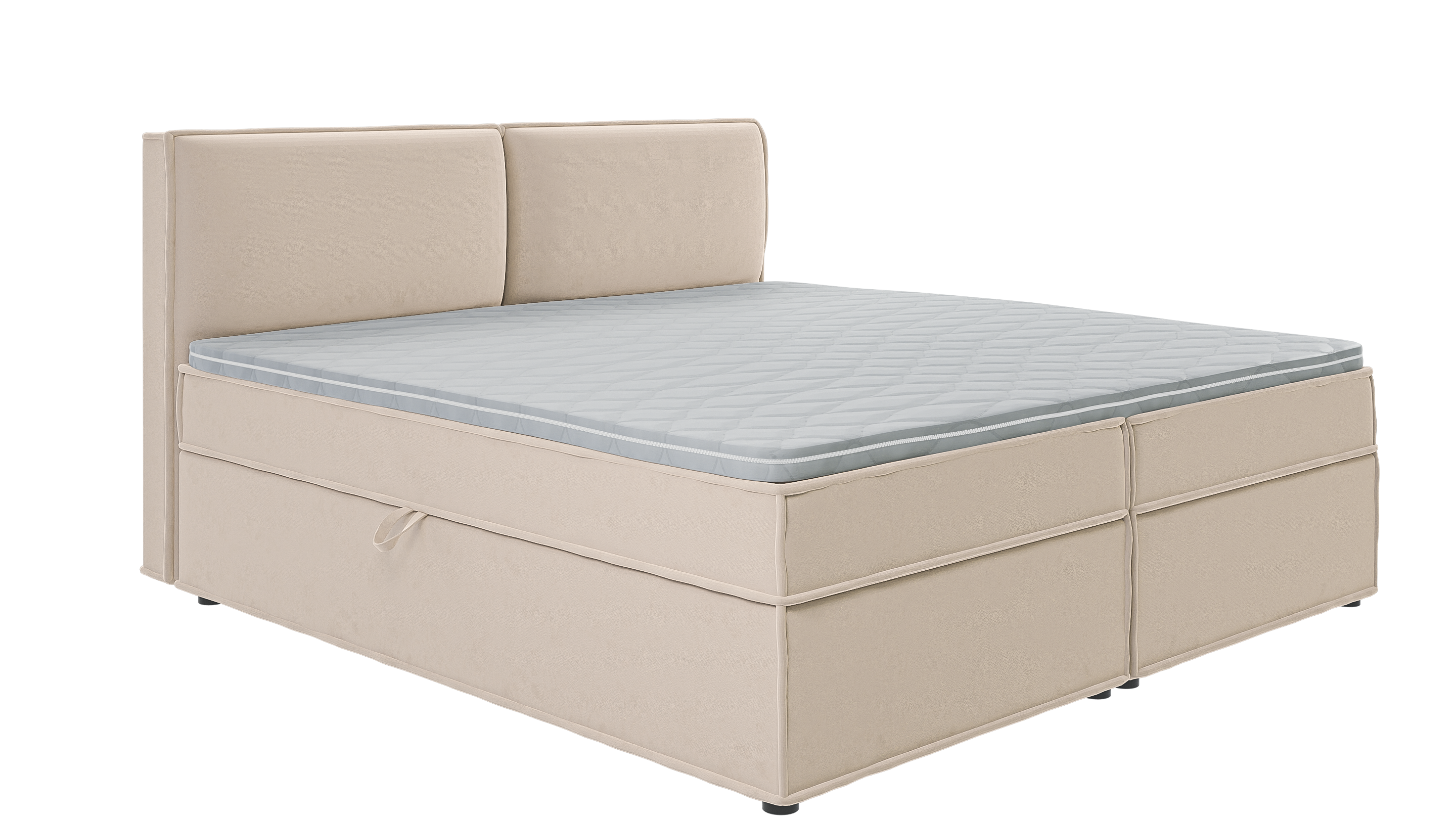 BOXBETT Eclipse 200/200 cm Beige Luxusmicrofaser - Beige/Schwarz, Holz/Kunststoff (200/200cm) - S-Style