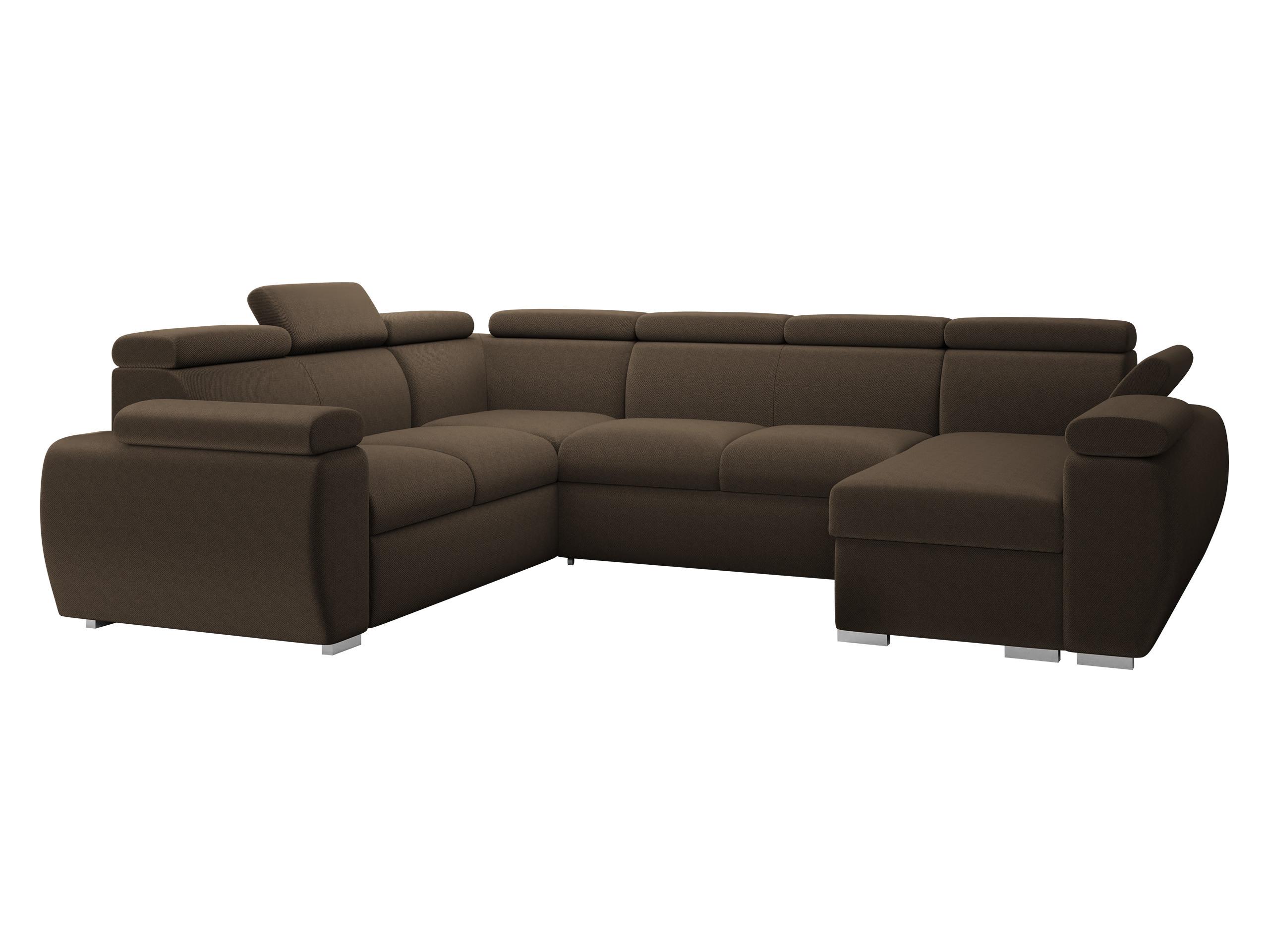 WOHNLANDSCHAFT Boston U, Seite: Rechts - 2R+R+2P+LC - Chromfarben/Braun, Holz/Textil (260/98/325cm) - MIRJAN24