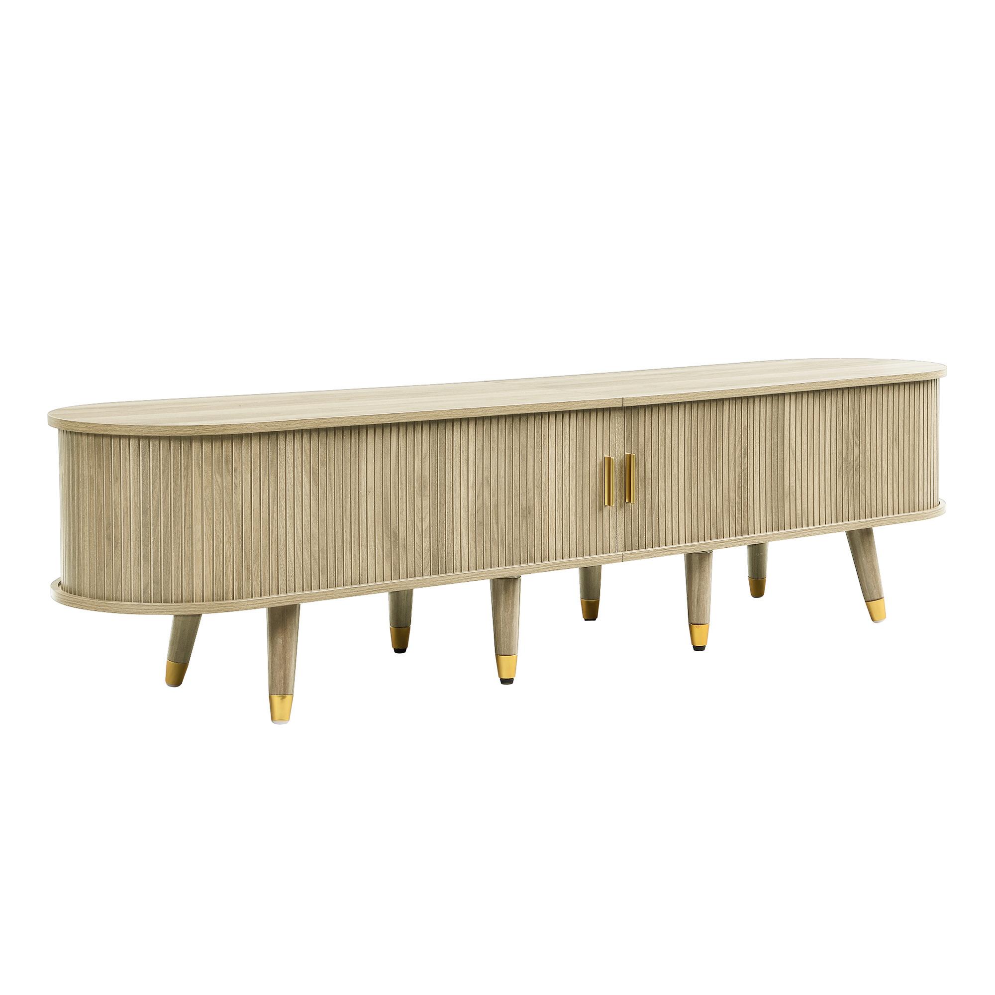 TV-LOWBOARD Oval 175 cm in Eiche-Optik - Weiß, Holzwerkstoff (175/45/38cm) - Urban Meuble