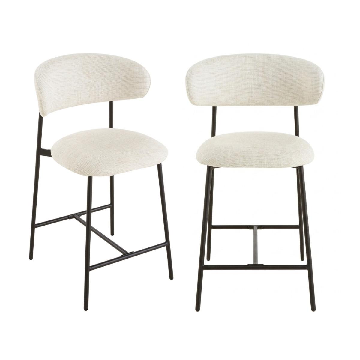 2ER-SET Hocker aus meliertem Stoff mit Metallbeinen Draco 52/53/94 cm - Beige, Holzwerkstoff (53/94/55cm) - Calicosy