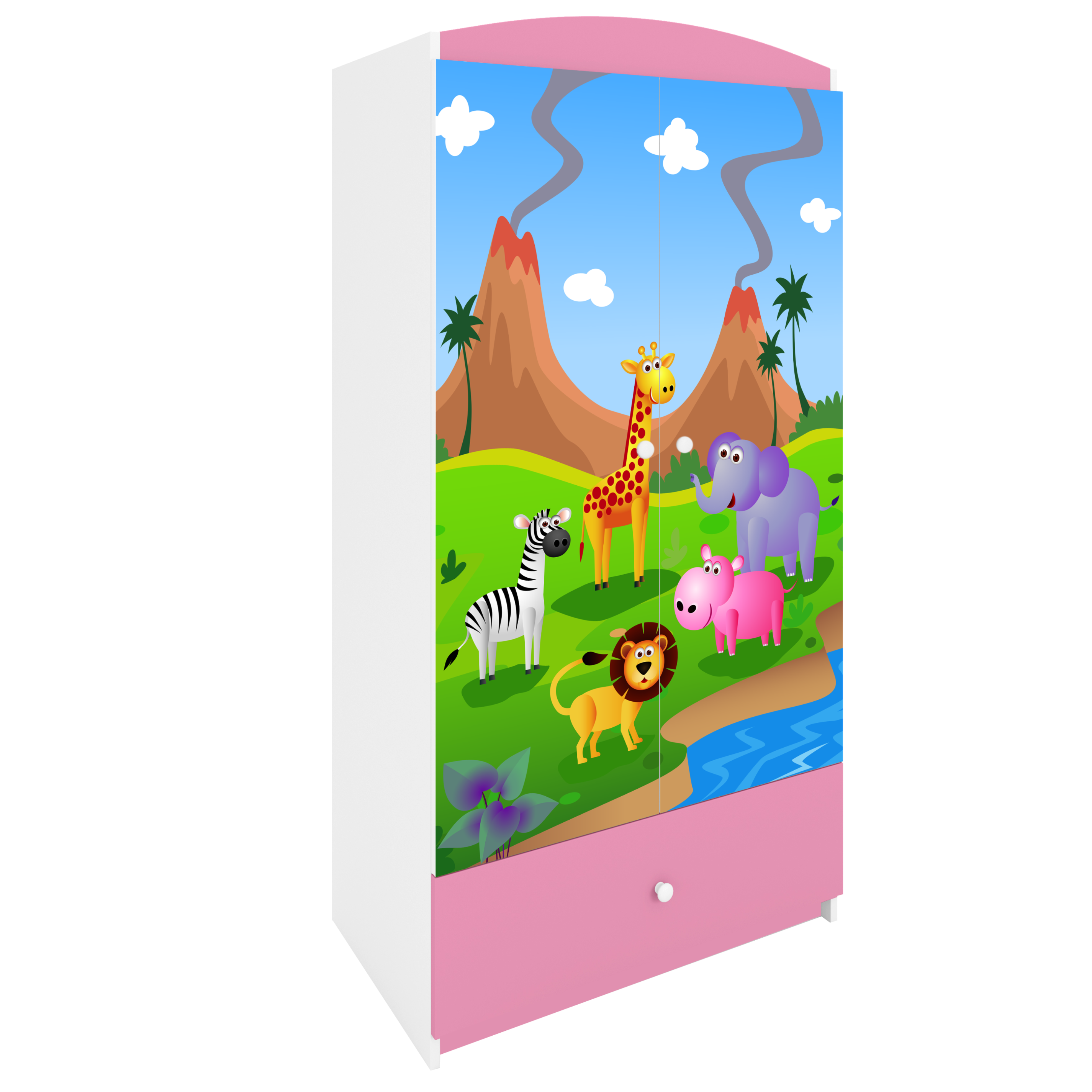 KINDERKLEIDERSCHRANK Safari - Hellrosa, Holzwerkstoff (90/175/52cm) - RAUMHIRSCH FURNITURE