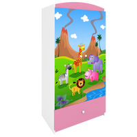 KINDERKLEIDERSCHRANK Safari - Hellrosa, Holzwerkstoff (90/175/52cm) - RAUMHIRSCH FURNITURE