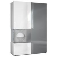 VITRINE Morena Tür und Einsatz in Grau Hochglanz - Grau, Holzwerkstoff (91.5/136.5/37cm) - Vladon