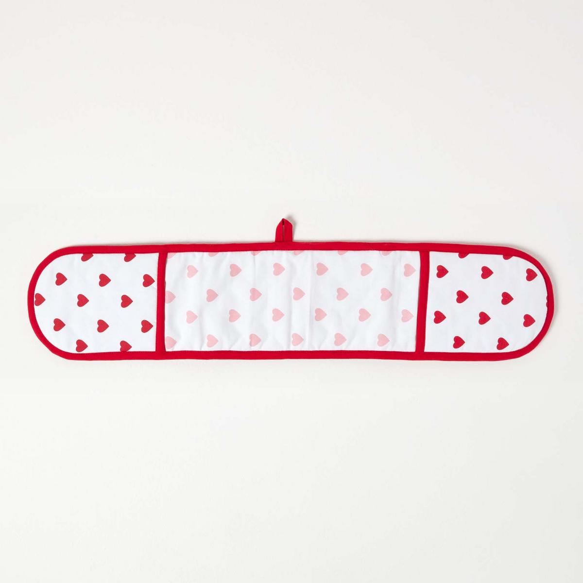 DOPPEL-OFENHANDSCHUH Herzen 18/84 cm, Baumwolle wattiert - Rot, Textil (18/84cm) - Homescapes